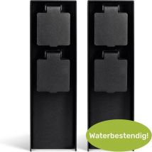 Luft Tuinstopcontact - 2 Stuks - Op zuil met zijaarding - 2 Stopcontacten - Tuinpaal - Buiten - Waterdicht - Paal - Doos - Contact - IP44 - Mat zwart - Doos - Met - Stopcontact