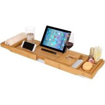 LifeGoods Badplank - Uitschuifbaar - voor in Bad - 74.5 tot 108.5 cm - met Houder - Hout