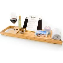 Budu Badplank Bamboe - Badplank hout - Badplank voor in bad - Verstelbaar / Uitschuifbaar - Badrekje - Bamboe badrek - 70-105 cm