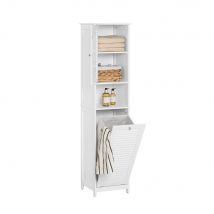 SoBuy Badkamer Kolomkast - 1 Deurs - 1 Uitneembare Wasmand - 40 x 38 x 170 cm - Wit