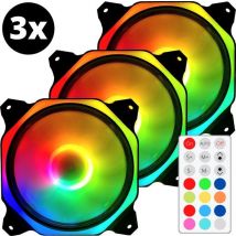 RGB Fan PC fan Set van 3 - Case Fan 120x120mm 6-pin High Airflow - Computer behuizing ventilator fan Earkings met Controller en Afstandsbediening