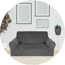 Hilvard - Bankhoes 2 zitsbanken - (145 -175 cm) - Grijs - Velvet - Stretch - Bankbeschermer - Meubelhoes - Tegen beschadigingen en vlekken - Zetelhoes - Zetelovertrek