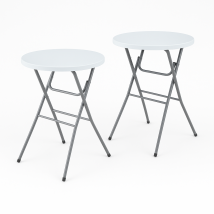 Garten Statafel – Set van 2 – Opklapbaar - stevig - Weersbestendig – Ø80 x 110 cm – Wit