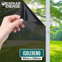 Homewell Zonwerende HR Raamfolie 90x300cm - UV protectie - Isolerend & Zelfklevend- Zwart Tint 39%