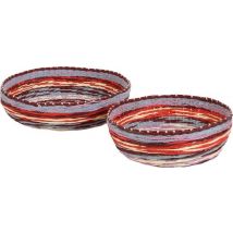 Casa Vivante Gestreepte Schaal - 2 stuks - Karton - Multikleur - 35 x 35 x 12 cm