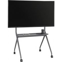 VDD Gaming – TV Standaard Verrijdbaar – Voor 50 Tot 86 Inch & Maximaal 120 kg Belastbaar – Voorzien Van Geremde Zwenkwielen En Extra Opbergplank – Voor Kantoren Scholen En Beurzen – Zwart Staal