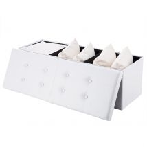Casaria Zitbank met Opbergruimte - 115x40x40cm 130L Kunstleer – Wit