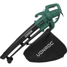 VONROC Bladblazer – Zuigen & Versnipperen – 3300 W – Incl. 40 liter Opvangzak – Zwart