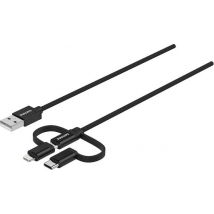 Philips Oplaadkabel - 3-in-1: Micro-USB, USB-C en Lightning - 1,2 Meter - Zwart
