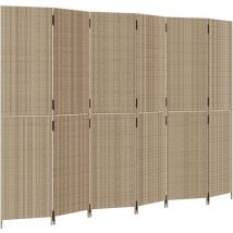 vidaXL - Kamerscherm - 6 - panelen - poly - rattan - beige