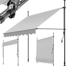 tectake - klemluifel - Zonnescherm – Zonneluifel - Verstelbaar - Klem-zonwering - Zonnescherm Balkon - 200 x 180 cm - lichtgrijs– zonwering - 404958