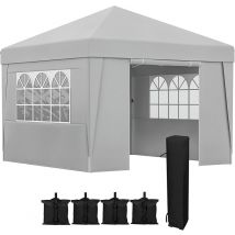 Outsunny Partytent - Paviljoen - Opvouwbaar - Met Zijwanden - Met Draagtas - 298 x 298 cm – Grijs