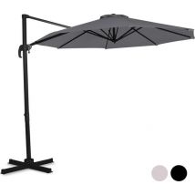 VONROC Premium Zweefparasol Bardolino Ø300cm – Incl. kruisvoet & beschermhoes – Ronde parasol – 360 ° Draaibaar - Kantelbaar – UV werend doek – Grijs