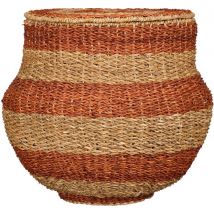 Mica Decorations Tacoma Opbergmand met Deksel - H48 x Ø55 cm - Jute - Oranje