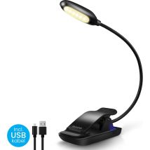 Auronic Leeslampje voor Boek - Leeslamp USB Oplaadbaar met Klem - Draadloos - Dimbaar - Verstelbaar - Flexibel - Zwart