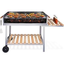 BBQ-collectie houtskoolbarbecue - BBQ met tafel - Buitenkeukenbarbecue in hoogte verstelbaar - 98 x 56 x 85 cm