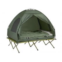 SoBuy 2-Persoonstent op verhoging met luchtmatras - Max. 300 kg - 193 x 145 x 188 cm - Groen