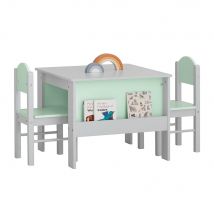SoBuy Kindertafel met 2 stoelen - Max. 75 kg - 60 x 60 x 48 cm - Lichtgroen
