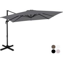 VONROC Premium Zweefparasol Pisogne 300x300cm – Incl. kruisvoet & beschermhoes – Vierkante parasol – 360 ° Draaibaar - Kantelbaar – UV werend doek - Grijs