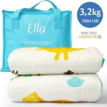EL-Life Verzwaringsdeken Kind 3,2kg - 100 x 150cm - Zwaartedeken - Weighted Blanket - Verzwaarde Deken - OEKO-TEX Katoen - Dino