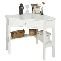 SoBuy FWT31-W Bijzettafel met lade - Hoekmodel - 76 x 76 x 76 cm - Wit