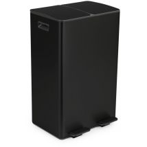 Umuzi Cleaning prullenbak - 60L - Afval Scheiden 2 Bakken - Mat Zwart - Soft close - 45x37x70cm