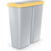 Keden Duo Prullenbak - Vuilnisbak 50L met Dubbel Deksel 55x25x57cm - Grijs