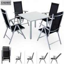 Casaria Tuinset Bern \u2013 4 Stoelen & 1 Tafel Aluminium - Zilver