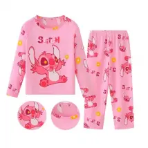 Roze Stitch Pyjama – Kinderpyjama van Katoen (Maat 1/2 Jaar – 90 cm)