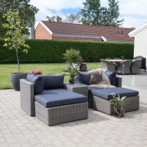 Rossi Lounge Set - Lounge set in cubo-grijs met zwarte kussens