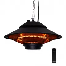 VONROC Terrasverwarmer – Hangend & Infrarood – 1500 W – Ø50 x 10 cm – Zwart