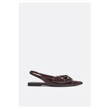 Stradivarius Flat Slingback Shoes with Bow – Burgundy – Puntige Neus – Elastische Band – Maat 40