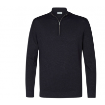 Profuomo Half Zip Pullover – Navy – Maat S – 100% Katoen – PCWJ10004A – Heren Trui met Ritskraag
