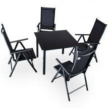 Casaria - Aluminium Tuinset Bern - 4 Stoelen 1 Tafel - Antraciet
