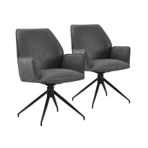Multifurn Jill Eetkamerstoel Set van 2 - Linnen Antraciet - 57x63x90 cm