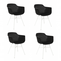 Kick Set van 4 Tuinstoelen Indy Zwart - Wit Frame - 54 x 58 x 83 cm