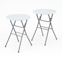 Garten Statafel – Set van 2 – Opklapbaar - stevig - Weersbestendig – Ø80 x 110 cm – Wit