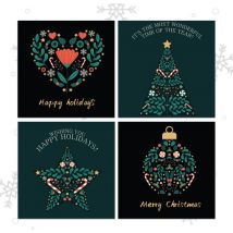 Giftmas Kerstkaarten - Wenskaarten - 52 Stuks - Met Enveloppen en Stickers - 10x10cm