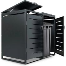 Juskys – Containerberging – 120 l & 2-Delig – Met Gasdrukveren En Ventilatieopeningen – Voor Het Opbergen Van Afvalcontainers – Arel Antraciet Staal