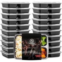 Fitcrafters Meal Prep Bakjes - Vershoudbakjes - Diepvriesbakjes - 20 Stuks - 3 Compartimenten - 1L - BPA vrij