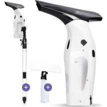 Motionflow Vacuüm Raamwisser met verlengstuk 61cm - Raamtrekker met Telescoopsteel - Elektrische ruitenreiniger met inwasser - Ramenwasser Oplaadbaar - Raamzuiger Wit / Zwart
