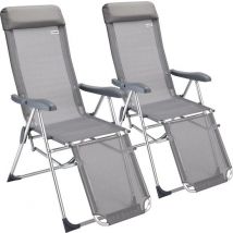 Casaria Aluminium Tuinstoel - 2 Stuks Verstelbaar - Grijs
