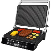 AoraKitchen Contactgrill - 180º Uitklapbaar - Grill Apparaat met Uitneembare Platen - 7 Standen - Tosti en Panini Ijzer - 2000W