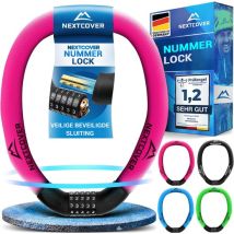 NEXTCOVER® Cijferslot Fietsslot - Het origineel - [SAFESECURE] Hoge veiligheid - Fietssloten met 5-cijferige cijfercode, cijferslot fiets staal - Fietsslot perfect voor e-bike - Kettingslot Roze