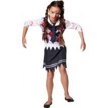 Dressforfun Griezelig schoolmeisje 158 (vanaf 12 jaar) - verkleedkleding kostuum halloween verkleden feestkleding carnavalskleding carnaval feestkledij partykleding - 302209