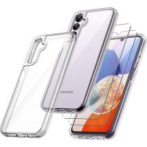 Podec Hoesje Geschikt voor Samsung Galaxy A14 5G Transparant Telefoonhoesje - Anti-Shock Case Cover met 2x Screenprotector