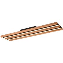 Trio - Fontana - LED Plafonnière - 80 x 20 x 6 cm - 27W - 3-Staps Dimbaar & 3000K - Zwart/Hout