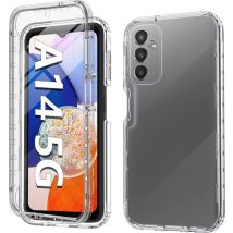 Podec 2-in-1 Hoesje met screenprotector geschikt voor Samsung Galaxy A14 Doorzichtig Telefoonhoesje - Anti-Shock Case Cover