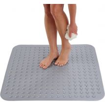 Luft Douche en Bad mat - 48 x 48 cm - Antislip - Grijs - Met zuignappen - Geschikt voor badkamer en douche - Veilig en Stevig