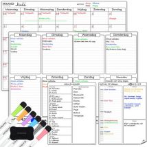 Systemyze Maandplanner & Weekplanner Whiteboard Set – Magnetisch Planbord – Magnetische Maandplanner – Inclusief Dag, Meal Planner, Markers & Wisser – A3 Formaat